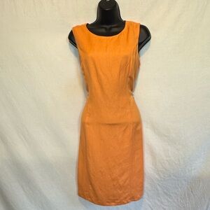 C-17) Chadwick’s Orange Linen Blend Sleeveless Lined Summer Dress Size 8P